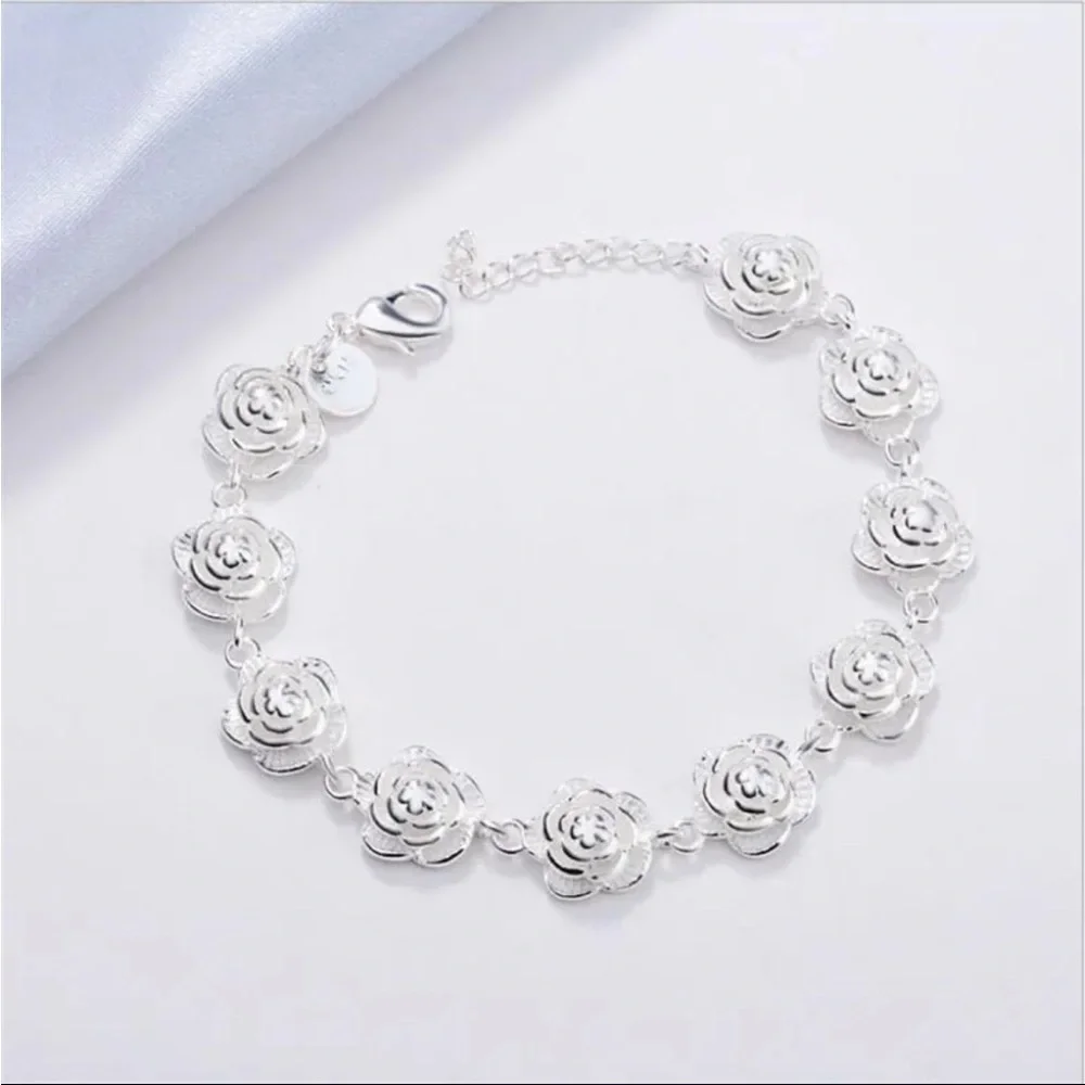 Sterling Silver Rose Bracelet - Picture 1 of 2